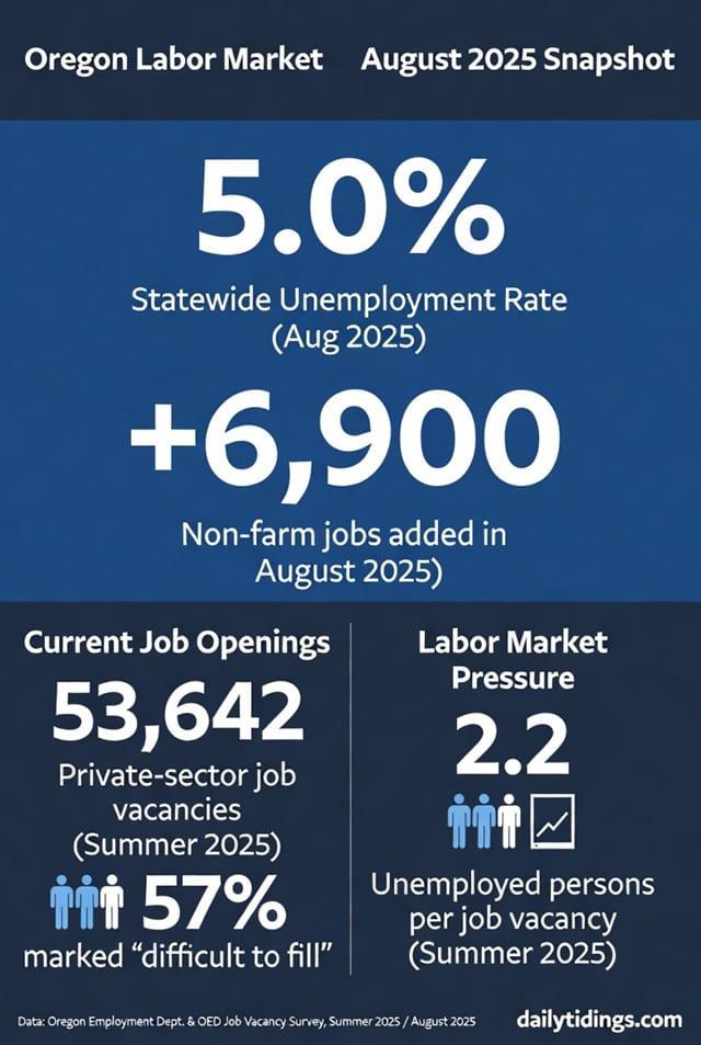 Oregon Labor Market 2025 Infographic - Copyright Dailytidings.com