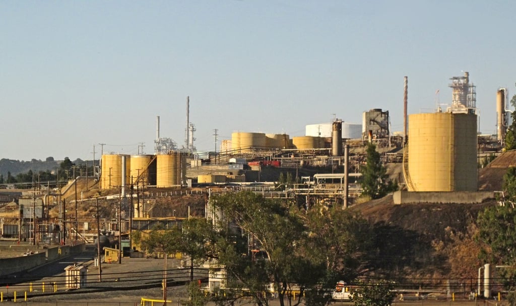 Storage tanks and processing equipment at Valero’s Benicia refinery in California