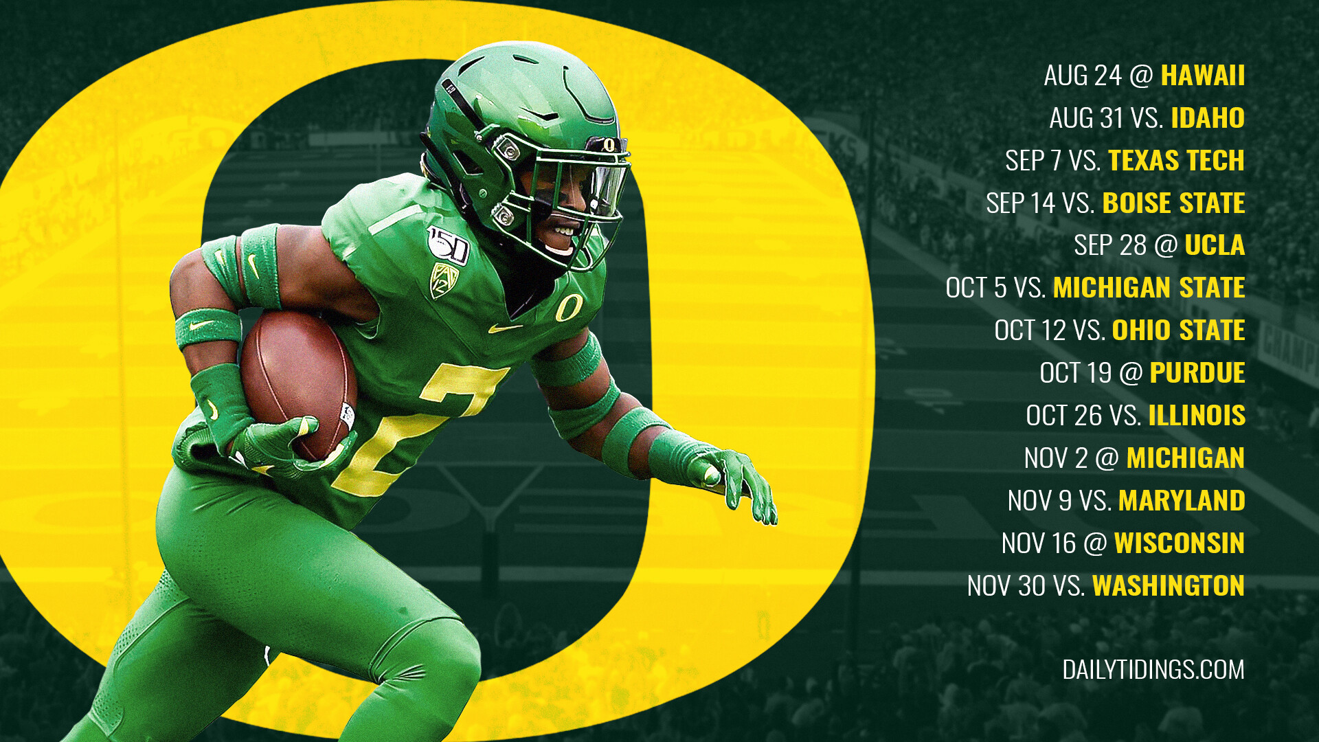 Oregon Ducks Football Schedule Printable Schedule & Wallpapers