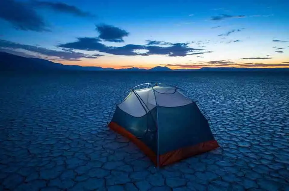 Morning camp on the Alvord Desert Playa, Oregon