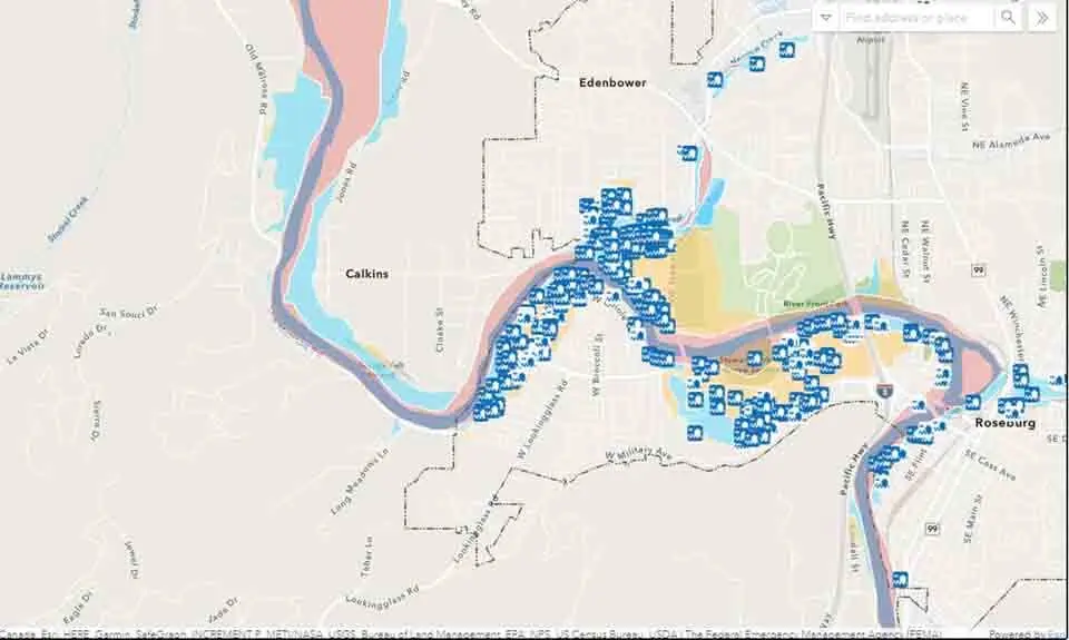 Roseburg Special Floodplain Hazard Area map