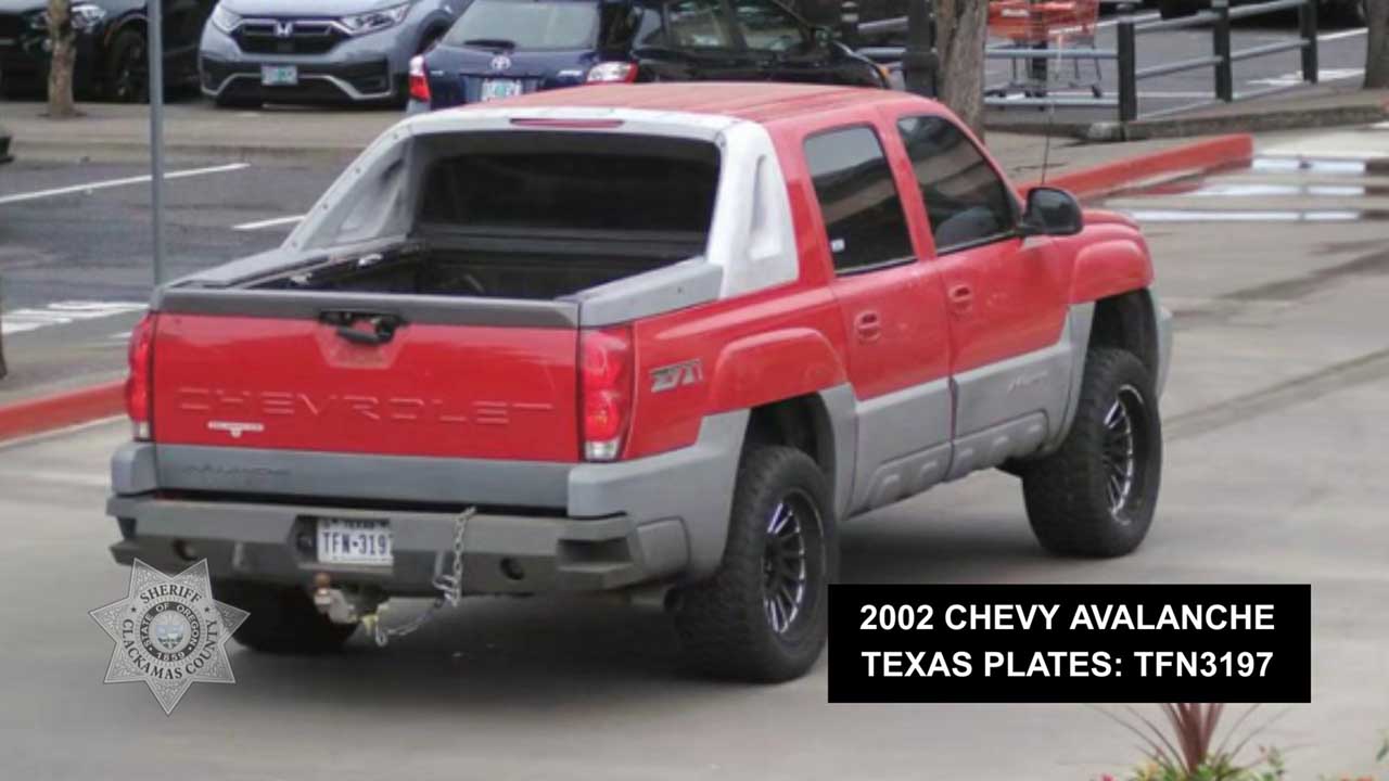 Detectives have located the vehicle of interest, a 2002 red and gray Chevy Avalanche, and have interviewed the 17-year-old son of William Glen Blake.
