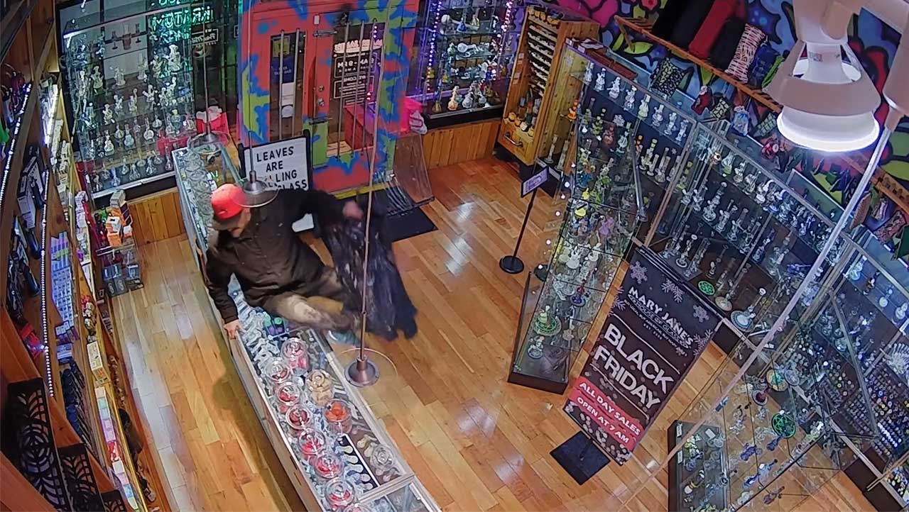 Pipe Shop Break-In Portland Oregon, December 2025 - Camera footage screenshot